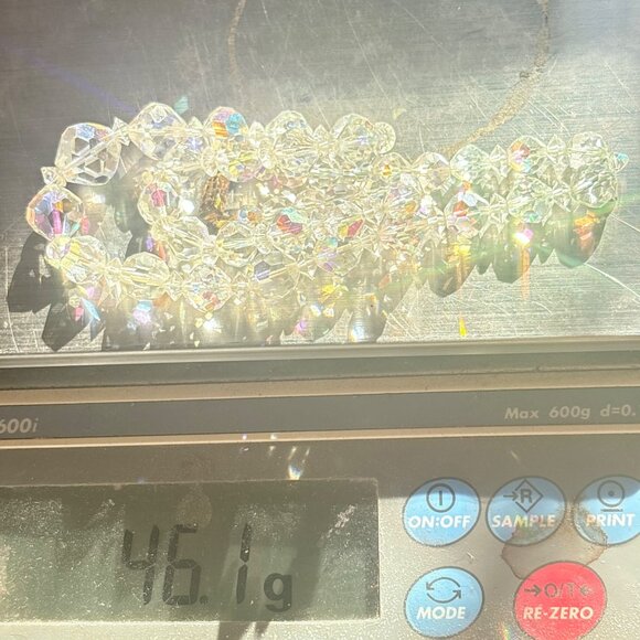 VTG Gold Tone Faceted White Crystal Beaded Fashion Necklace Size 18" Length - Picture 10 of 10